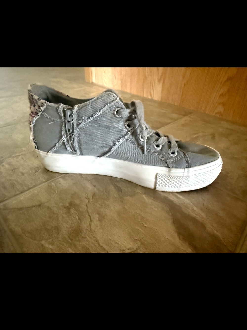 Blowfish Gray High-Top Canvas Sneakers with White Sole